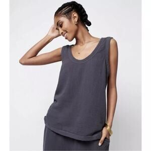 Faherty Dream Cotton‎ Gauze Scoop Tank Size XS Grey Preppy Capsule Coastal NWT